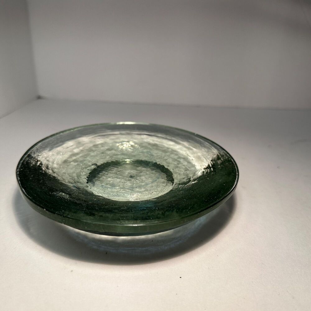 Vintage Clear Textured Glass Domed Disk Pillar Candle Holder (Fire and Ice?) - Picture 7 of 16